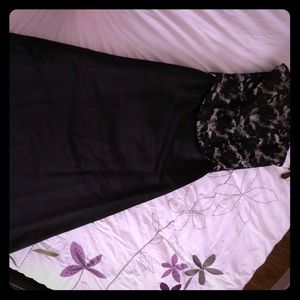 Black and nude, lace top formal gown.